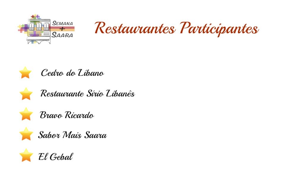 Restaurantes participantes da Semana + Saara